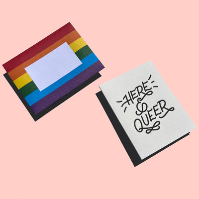 Here and Queer - Pride Card  INK MEETS PAPER  Paper Skyscraper Gift Shop Charlotte