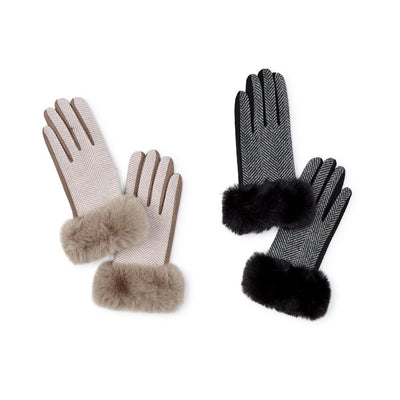 Herringbone Glove with Super Soft Micro suede Trim and Touchscreen Fingertip | Assorted Accessories + Apparel Two's Company  Paper Skyscraper Gift Shop Charlotte