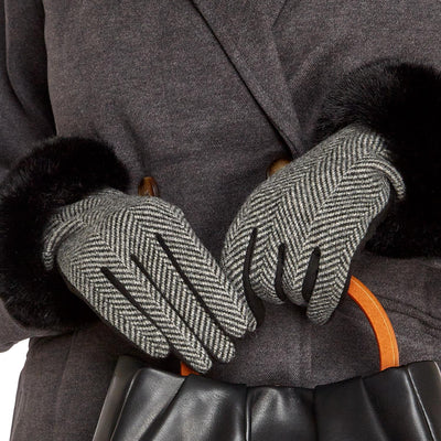 Herringbone Glove with Super Soft Micro suede Trim and Touchscreen Fingertip | Assorted Accessories + Apparel Two's Company  Paper Skyscraper Gift Shop Charlotte