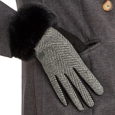 Herringbone Glove with Super Soft Micro suede Trim and Touchscreen Fingertip | Assorted Accessories + Apparel Two's Company  Paper Skyscraper Gift Shop Charlotte