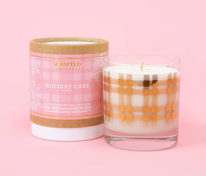 Holiday Cake Soy Candle Holiday Scripted Fragrance  Paper Skyscraper Gift Shop Charlotte