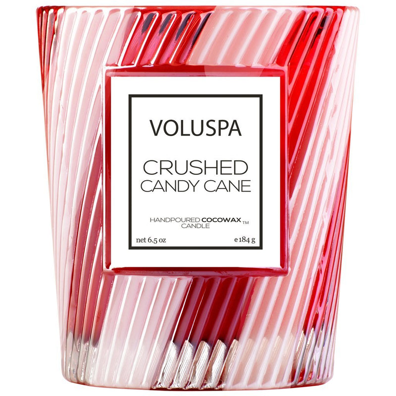 Holiday Crushed Candy Cane | Classic Glass Candle Candles Voluspa  Paper Skyscraper Gift Shop Charlotte