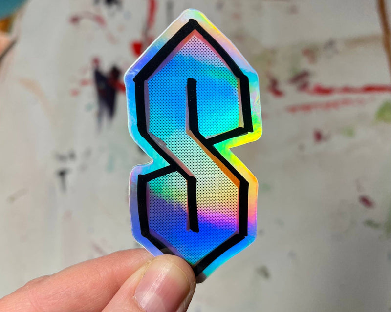 Holographic "Cool S" 90s Sticker Stickers Pretty Good Cards  Paper Skyscraper Gift Shop Charlotte