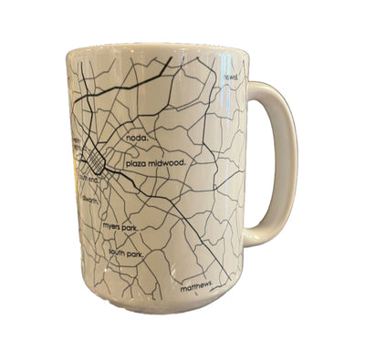 Home Town Maps 15 oz Ceramic Mug Coffee Well Told  Paper Skyscraper Gift Shop Charlotte