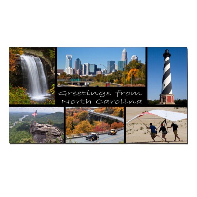 Horizontal Metal Magnet - Greetings from North Carolina Photo Collage Magnets My City Souvenirs  Paper Skyscraper Gift Shop Charlotte