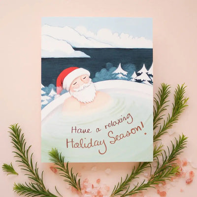 Hot Spring Santa Greeting Card Cards JooJoo Paper  Paper Skyscraper Gift Shop Charlotte