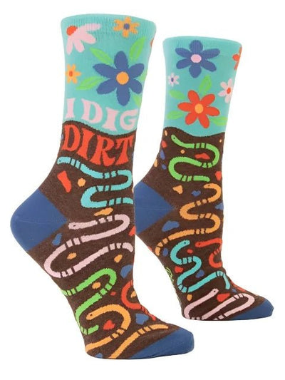 I Dig Dirt Socks Women's Crew Socks Apparel & Accessories - Socks Blue Q Paper Skyscraper Gift Shop Charlotte