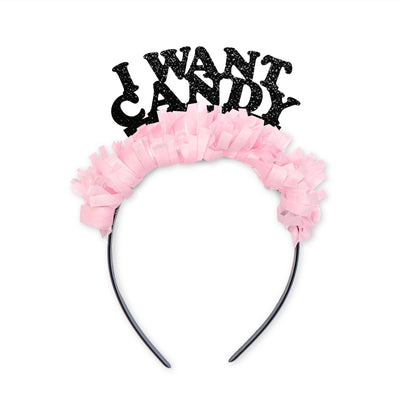 I Want Candy Halloween Child Adult Party Crown Headband: Black Words/Halloween Fringe  Festive Gal  Paper Skyscraper Gift Shop Charlotte