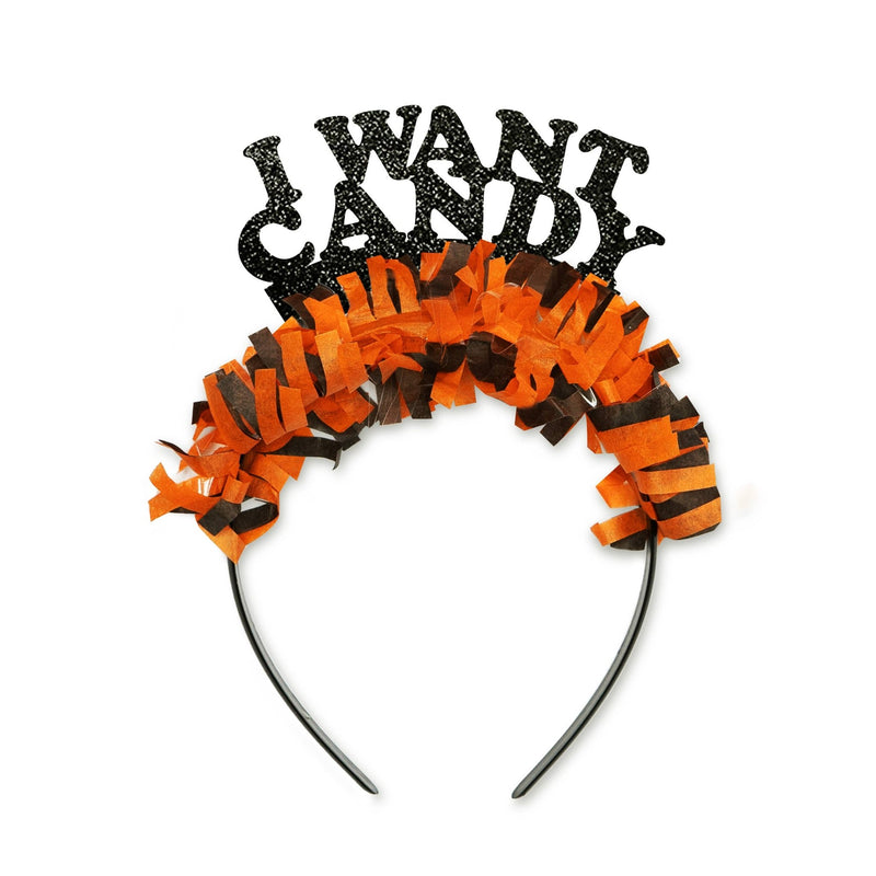 I Want Candy Halloween Child Adult Party Crown Headband: Black Words/Halloween Fringe  Festive Gal  Paper Skyscraper Gift Shop Charlotte