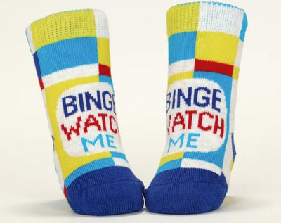 I'm A Fucking Miracle!/ Binge Watch Me Baby Socks Socks Blue Q  Paper Skyscraper Gift Shop Charlotte