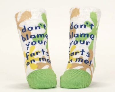 I'm Your Little Burrito/ Don't Blame Your Farts On Me Baby Socks Socks Blue Q  Paper Skyscraper Gift Shop Charlotte