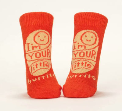 I'm Your Little Burrito/ Don't Blame Your Farts On Me Baby Socks Socks Blue Q  Paper Skyscraper Gift Shop Charlotte