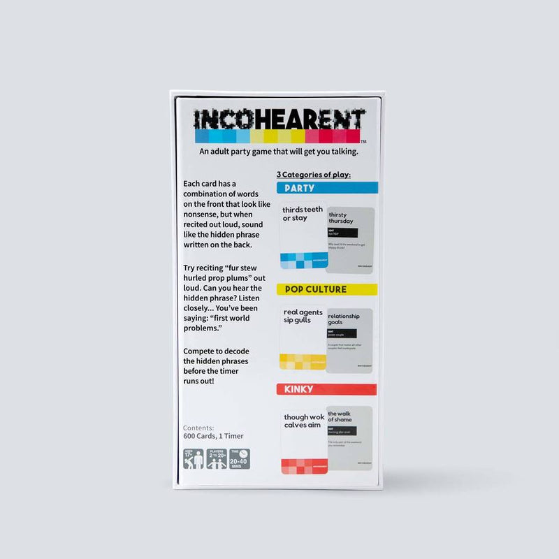 Incohearent | Ages 17+ Adult Games Relatable Games  Paper Skyscraper Gift Shop Charlotte