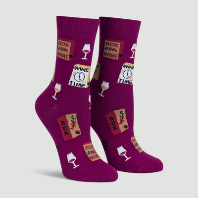 It's Wine Time Women's Crew Socks Socks Sock It to Me  Paper Skyscraper Gift Shop Charlotte