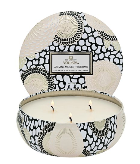 Jasmine Midnight Blooms 3 Wick Tin Candles Voluspa  Paper Skyscraper Gift Shop Charlotte