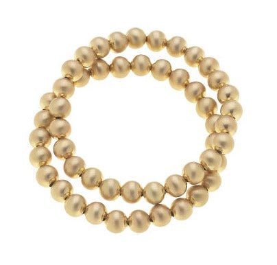 Jasper Ball Bead Stretch Bracelet Set | Satin Gold  Canvas Style  Paper Skyscraper Gift Shop Charlotte