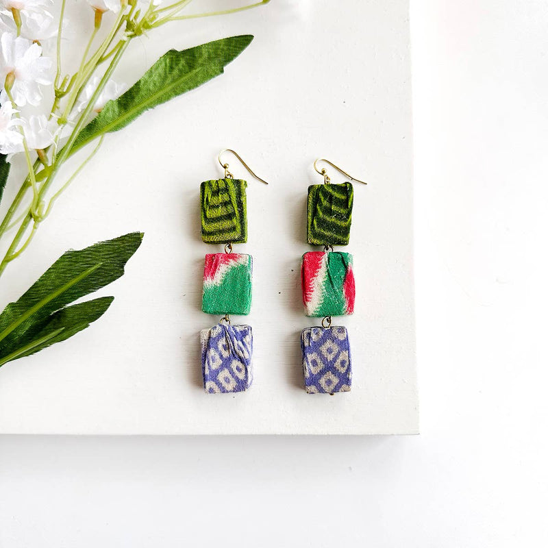 Kantha Block Earrings Jewelry World Finds  Paper Skyscraper Gift Shop Charlotte