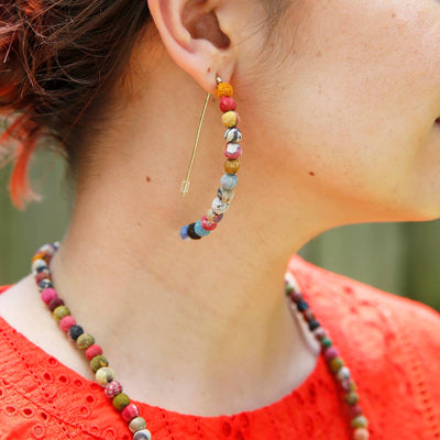 Kantha Linear Arc Earrings Jewelry World Finds  Paper Skyscraper Gift Shop Charlotte