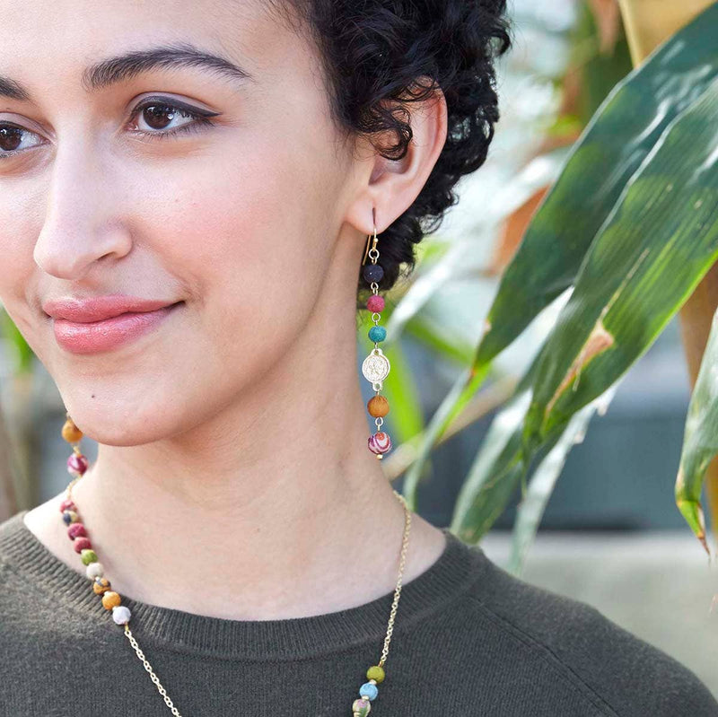 Kantha Raindrop Earrings  WorldFinds  Paper Skyscraper Gift Shop Charlotte