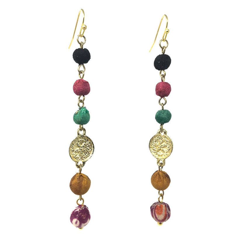 Kantha Raindrop Earrings  WorldFinds  Paper Skyscraper Gift Shop Charlotte