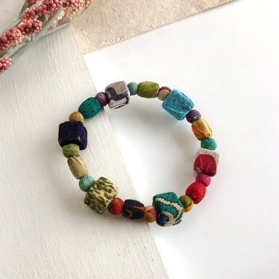 Kantha Square Bracelet  WorldFinds  Paper Skyscraper Gift Shop Charlotte