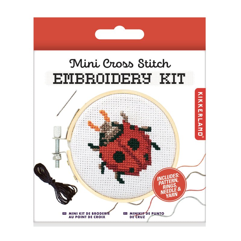 Ladybug Mini Cross Stitch Embroidery Kit  Kikkerland  Paper Skyscraper Gift Shop Charlotte