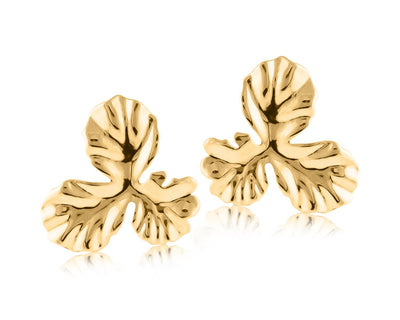 Leah Plated Brass Flower Stud Earrings Gold  Big Metal London  Paper Skyscraper Gift Shop Charlotte