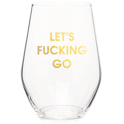 Let's Fucking Go Wine Glass Cards Chez Gagné  Paper Skyscraper Gift Shop Charlotte