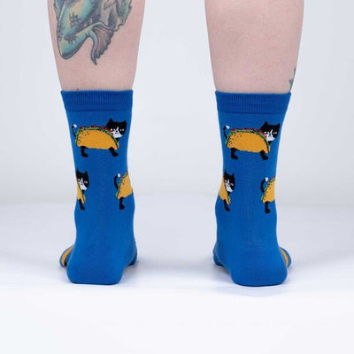 Let's Taco 'Bout Cats Women's Crew Socks Socks Sock It to Me  Paper Skyscraper Gift Shop Charlotte