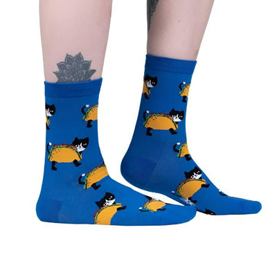 Let's Taco 'Bout Cats Women's Crew Socks Socks Sock It to Me  Paper Skyscraper Gift Shop Charlotte