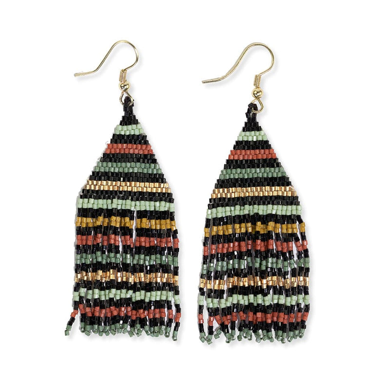 Lexie horizontal lines beaded fringe earrings highlands Jewelry ink + alloy  Paper Skyscraper Gift Shop Charlotte