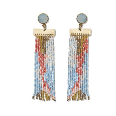 Lilah Semi-Precious Stone Post + Amalfi Fringe Earrings Jewelry ink + alloy  Paper Skyscraper Gift Shop Charlotte