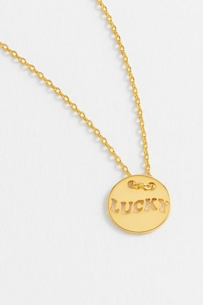 Lucky Cut Out Disc Necklace - Gold Plated Jewelry Estella Bartlett Ltd  Paper Skyscraper Gift Shop Charlotte