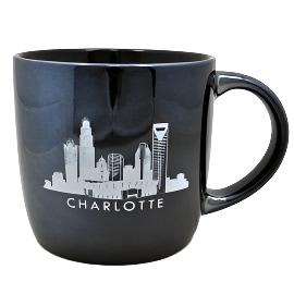 Lustre Ceramic Mug 14oz. Black - Charlotte Sky Mugs My City Souvenirs  Paper Skyscraper Gift Shop Charlotte