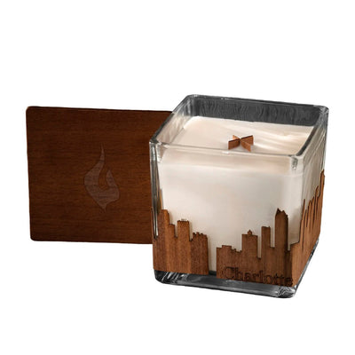 Mahogany Soy Candle Skyline Wrapped Small Candles Swoon Living  Paper Skyscraper Gift Shop Charlotte