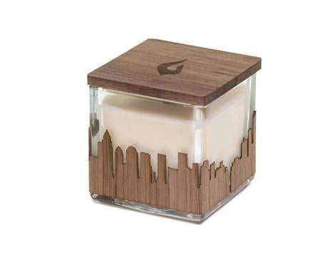 Mahogany Soy Wrapped Skyline Candle Candles Swoon Living  Paper Skyscraper Gift Shop Charlotte