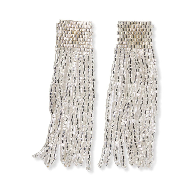 Marilyn solid beaded fringe earring silver Jewelry ink + alloy  Paper Skyscraper Gift Shop Charlotte