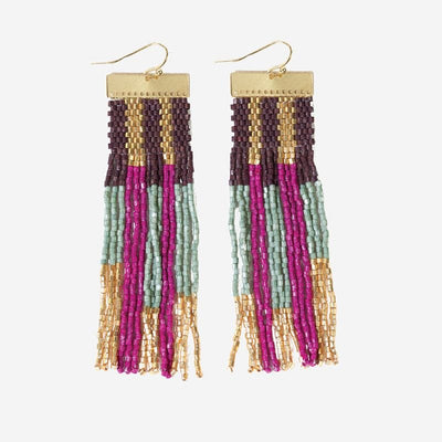 Mckenzie brass bar long fringe earrings ember, gold, mint Jewelry ink + alloy  Paper Skyscraper Gift Shop Charlotte