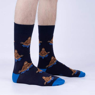 Meditating Big Foot | Men's Crew Socks Socks Sock It to Me  Paper Skyscraper Gift Shop Charlotte