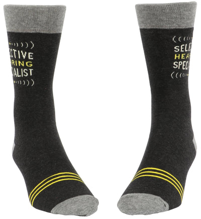 Men's Socks - Selective Hearing Specialist Socks Blue Q  Paper Skyscraper Gift Shop Charlotte