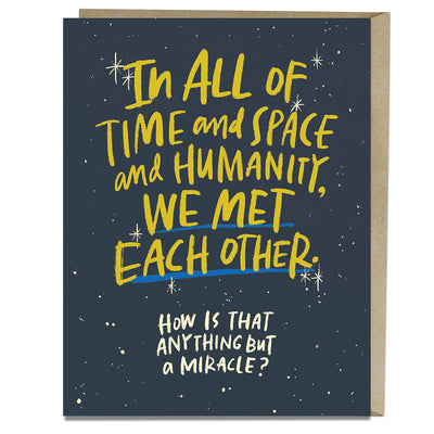 Met Each Other Miracle | Anniversary Card Cards Em & Friends  Paper Skyscraper Gift Shop Charlotte