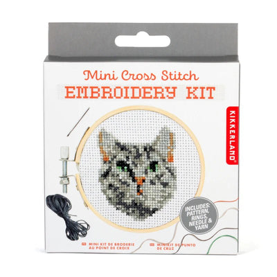 Mini Cross Stitch Embroidery Kit | Cat Arts & Crafts Kikkerland  Paper Skyscraper Gift Shop Charlotte