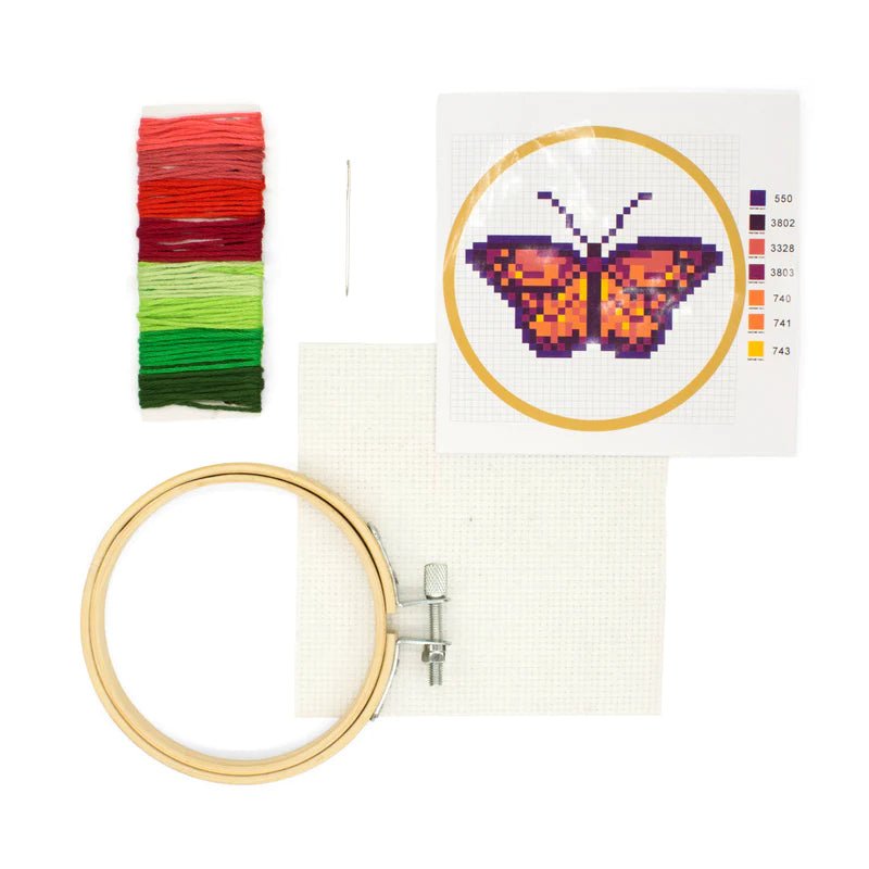 Mini Embroidery Kit | Butterfly  Kikkerland  Paper Skyscraper Gift Shop Charlotte