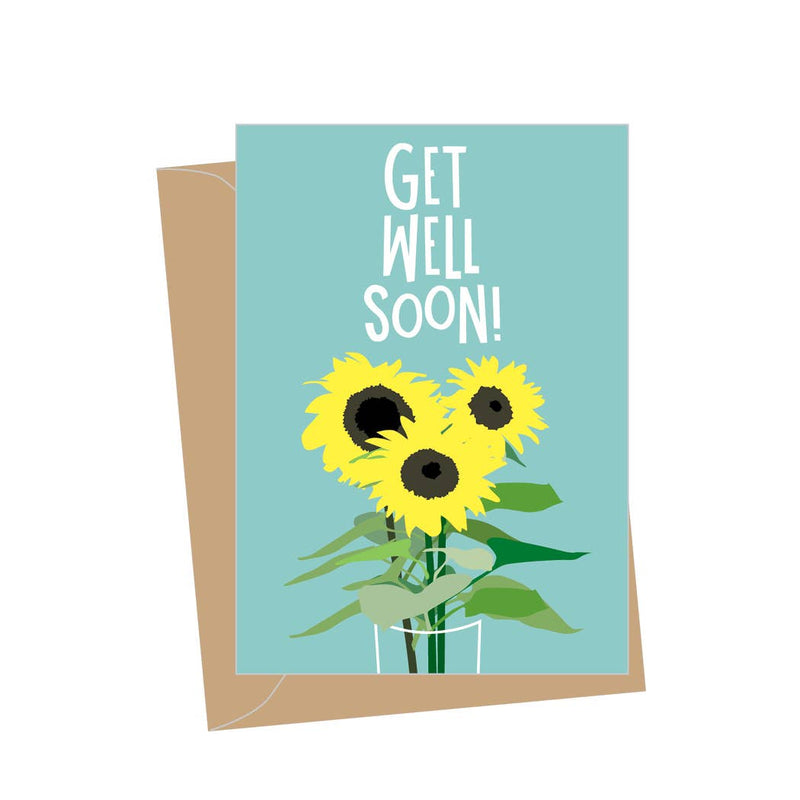 Mini Get Well Sunflowers, Folded Enclosure Cards Cards Apartment 2 Cards  Paper Skyscraper Gift Shop Charlotte