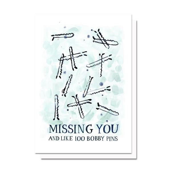 Missing You and Bobby Pins Card | Thinking of You Card Cards Evelyn Henson  Paper Skyscraper Gift Shop Charlotte