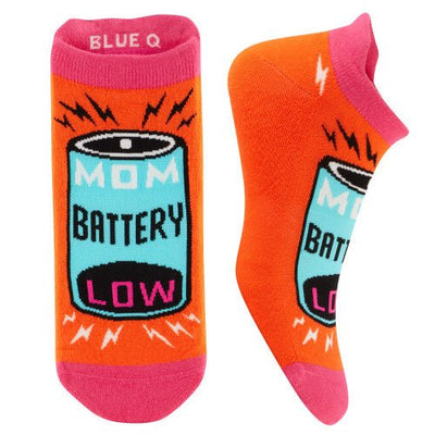 Mom Battery | L/XL Sneaker Socks Apparel & Accessories - Socks Blue Q Paper Skyscraper Gift Shop Charlotte