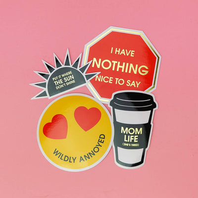 Mom Life (She's Tired)- Coffee Cup - Vinyl Sticker Stickers Chez Gagné  Paper Skyscraper Gift Shop Charlotte