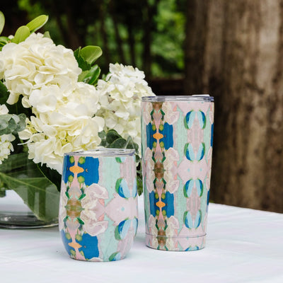 Monet's Garden Navy Wine Tumbler Drinkware Laura Park Designs  Paper Skyscraper Gift Shop Charlotte