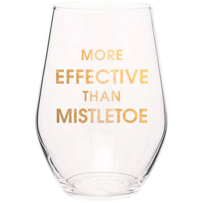 More Effective Than Mistletoe Stemless Wine Glass  Chez Gagné  Paper Skyscraper Gift Shop Charlotte