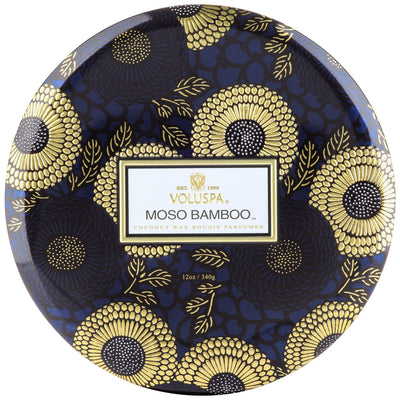 Moso Bamboo | 3 Wick Tin Candle Candles Voluspa  Paper Skyscraper Gift Shop Charlotte